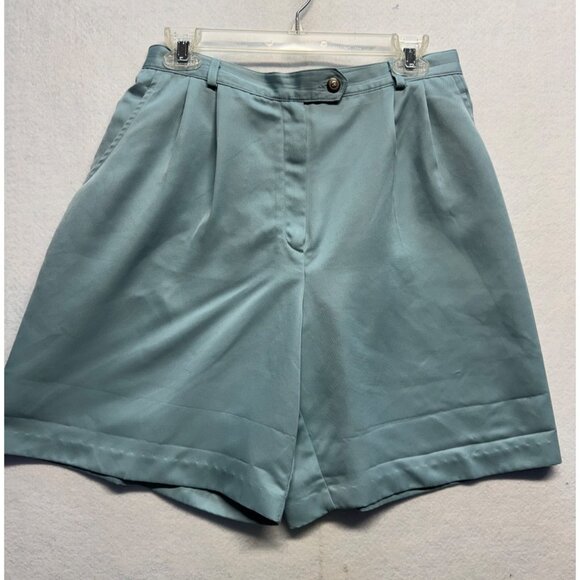 Vintage Light Blue High-Waisted Pleated Womens Shorts Size 12 - Picture 1 of 9